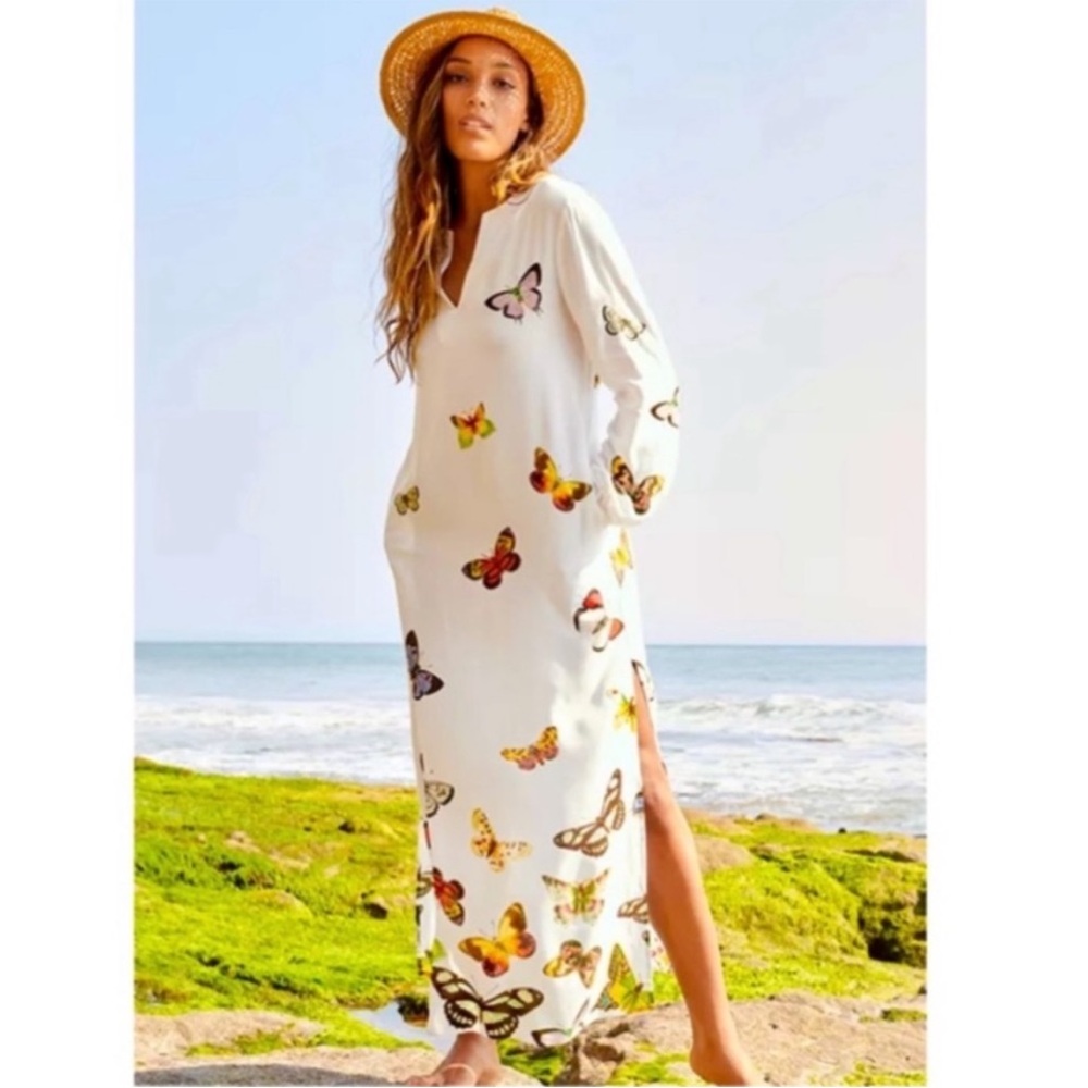 Johnny Was Butterfly Mariposa Long Maxi Coverup Dress Caftan